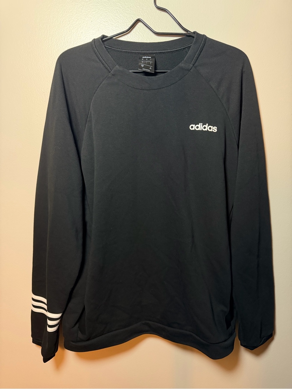 adidas Essentials Motion Pack Pullover Crewneck Large Black & White Climalite